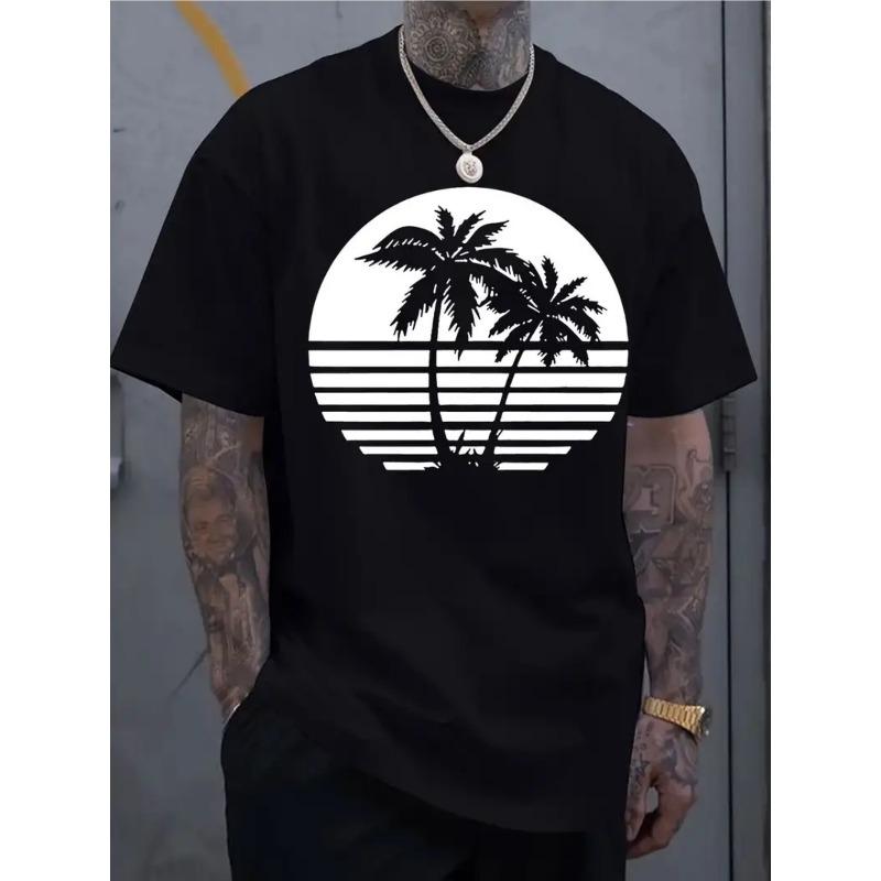

Men S Royal Blue Coconut Tree Graphic 100% Cotton T-Shirt Everyday T-Shirt Gift for Friends Classmates Novelty T-Shirt for Men S чёрный