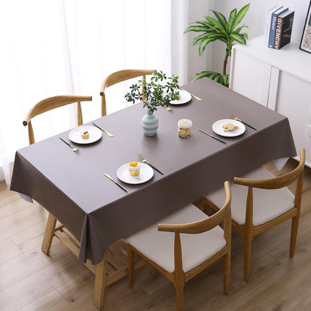 Durable Solid Color PVC Tablecloth Thickened Waterproof Square Table Cover Oil Proof Anti-scalding Table Cloth Table