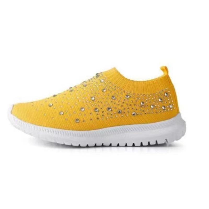 Scarpe da passeggio da donna, traspiranti, leggere, comode, con decorazioni in strass