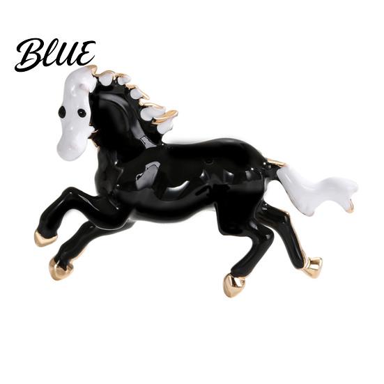 Rainbow Horse Pin Brooch Horse-Themed Zine Alloy with Inlaid Crystals