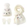 Winter Gift Set for Boys Girls Hat Gloves Scarf Kids, Warm Knitted Pompom Hat, Cute And Kids Bunny Embroidery, Cozy Ages 2 to 6