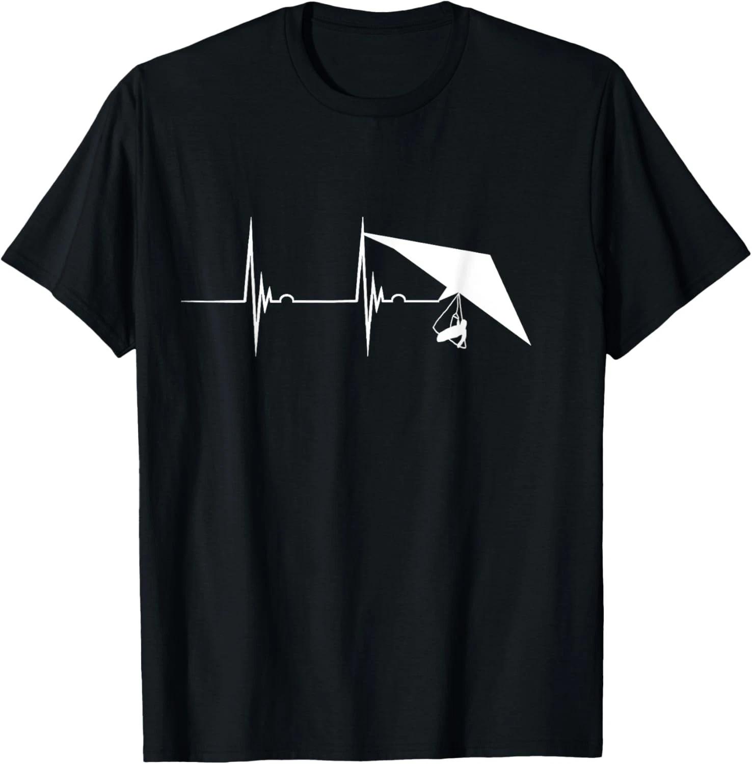 Hang Gliding Heartbeat Soaring Glider EKG Pulseline Funny Gift Unisex T-Shirt M
