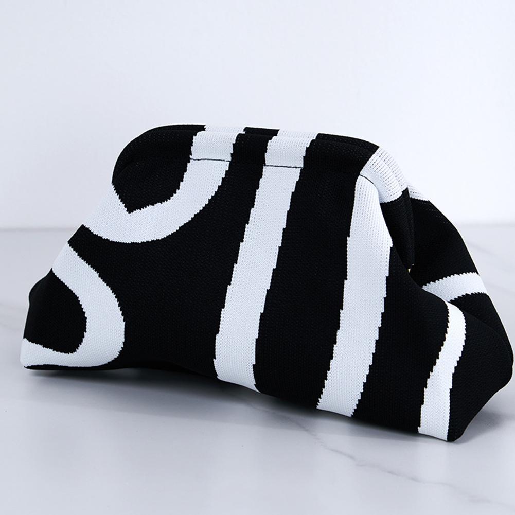 Damenhandtasche, farblich abgesetzt, gestrickt, große Öffnung, Kosmetiktasche, Handytasche, Schlüsseltasche, Sommer-Strandclutch, Damenhandtasche