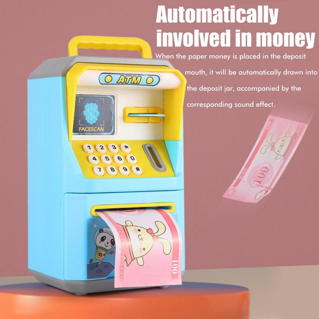 Sparschwein Groß Elektronisch Bargeld Münzen Spardose Geldautomat Bank mit Passwort Gesichtserkennung Automatisch