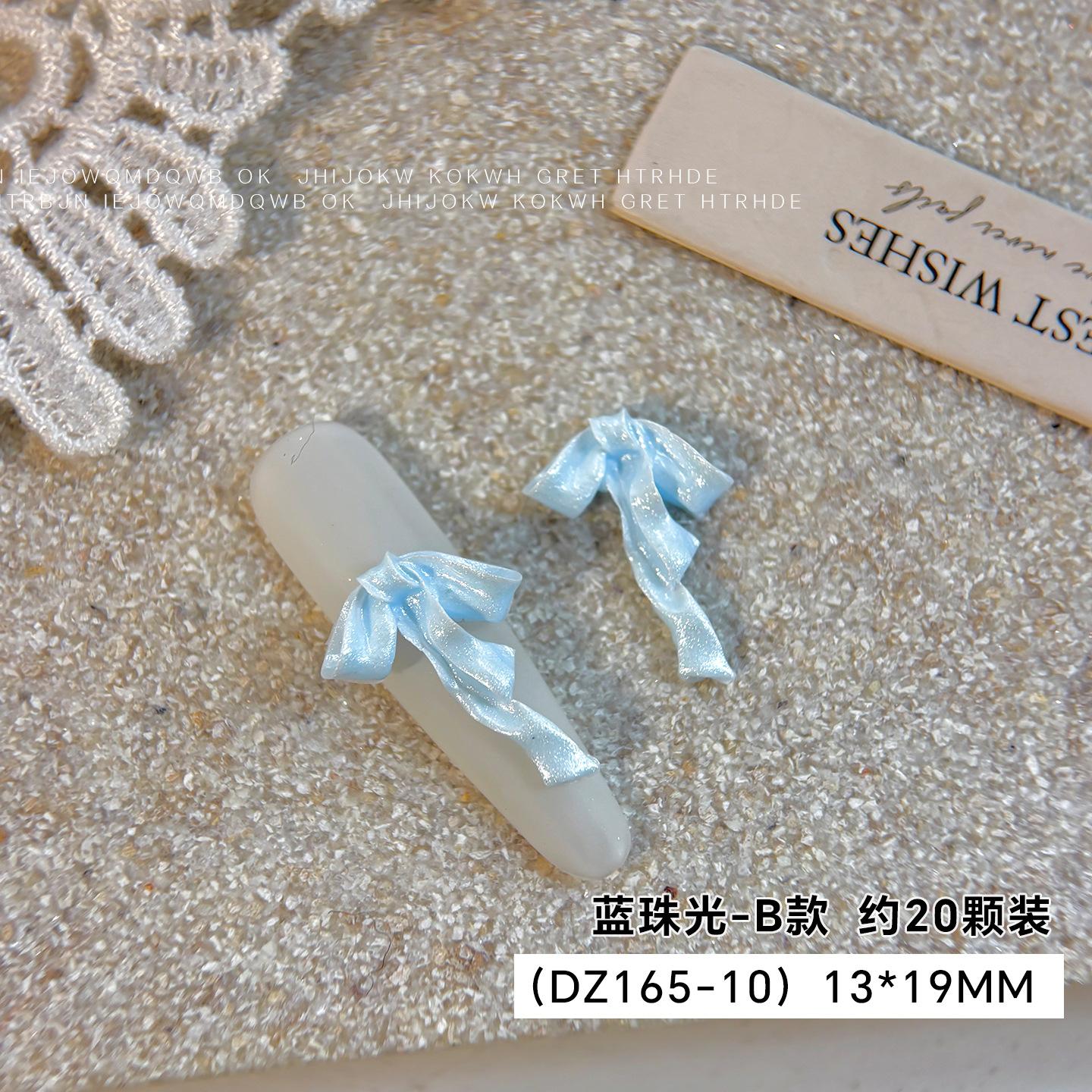 Soft Carved Nail Art Satin Bow Decoration New Blue Pearl Tie Three-dimensional Fairy Style