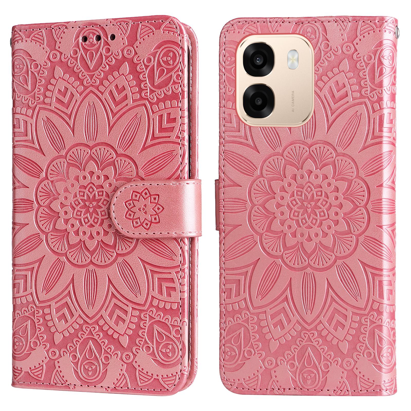 For Oppo A6x 5G/A6x 4G Case Sunflower Imprint Leather Wallet Phone Cover