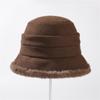 Thick Plush Women's Fisherman Hat Ear Protection Warm Basin Cap Winter Warm Bucket Hat  for Women