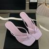 Fashion Female High Heels Slippers Shoes For Ladies Summer Beach Slides Fashion Silk Women Heeled Slippers Sandals Shoes Flip flops