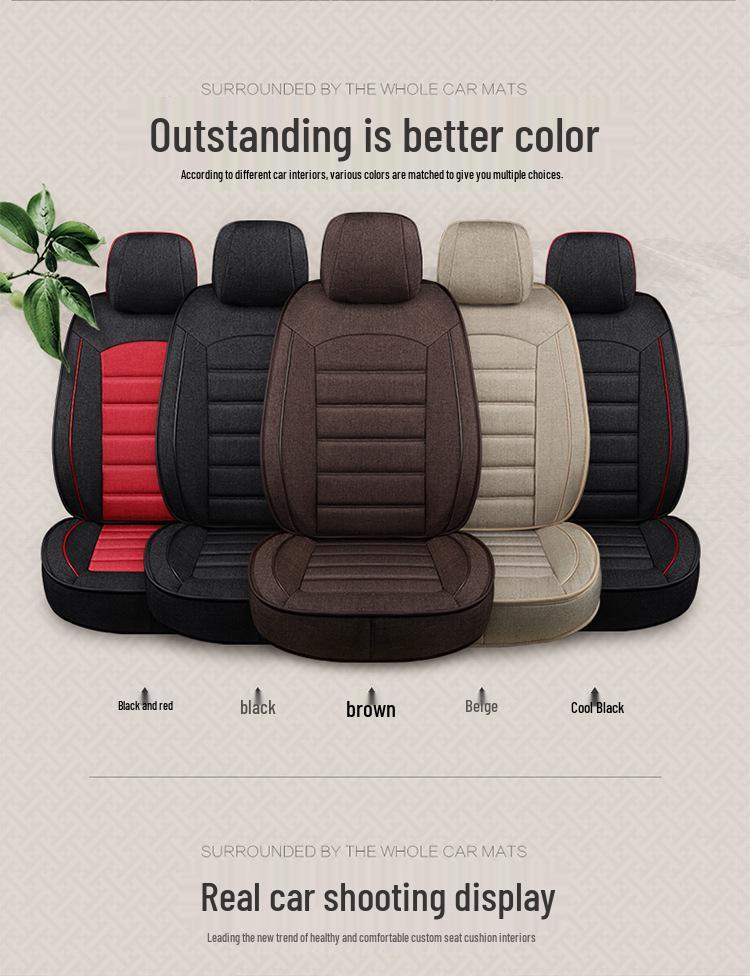 Roewe Car Seat Cushion: Full Surround, Breathable Linen, Universal Fit for All Seasons
