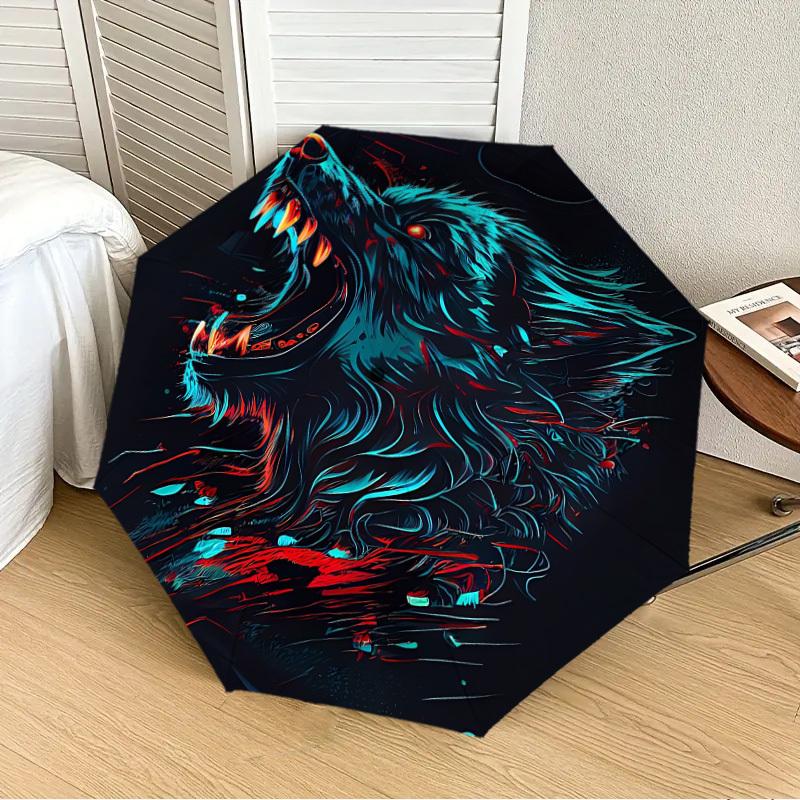 

1PC Wolf Head Automatic 8-Bone Folding Umbrella - Durable Polyester & Iron Frame,Userfriendly Operation yy250929141