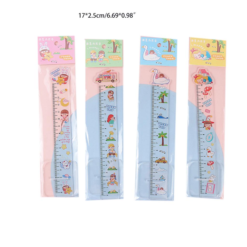 Plastic Carton Ruler Straight Ruler Math Rulers Measuring Acrylic Tool School Student Present 4 Pieces 15cm