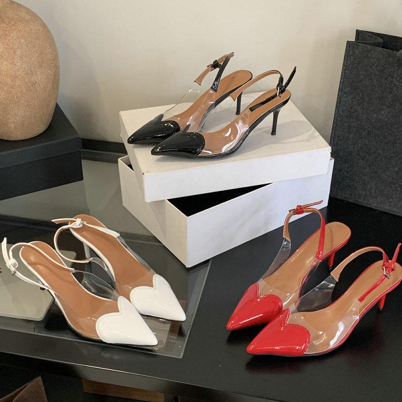 Mode Baotou Sandalen 2025 Neu High-Heel Damen Pfennigabsatz Spitz Metall Schnalle Hinten Leer Französisches Temperament Schuhe