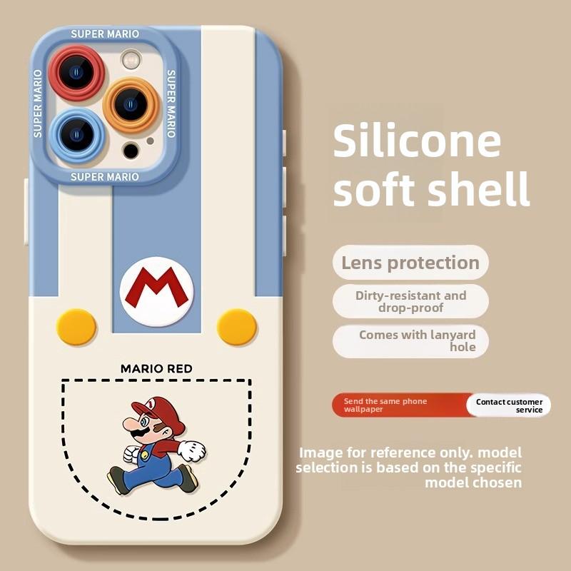 Suitable for Apple 17promax Mobile Phone Case Iphone16 Mario 15pro1413 Protective Cover, Fingerprint-resistant