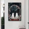 Dark Academia Flowers Ghost Woods Pumpkins Vintage Posters Prints Canvas Painting Wall Art Picture Gothic Halloween Spooky Decor