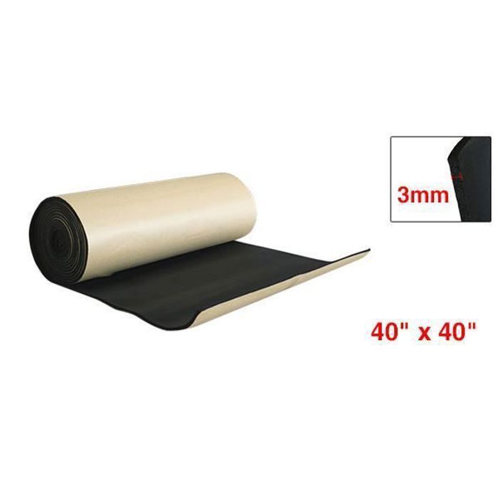 Isolant Thermique De Voiture SOURCING MAP Tapis D'isolant 3mm Capot Porte Isolation Acoustique Sonore Bruit Noir 40"x40" 100x100cm