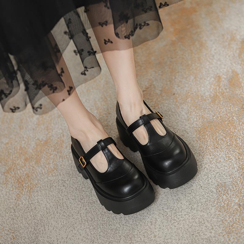 

Женские туфли Мэри Джейн на платформе, новые, с небольшой внутренней высотой 10 см, на толстом каблуке, одинарные 39 чёрный