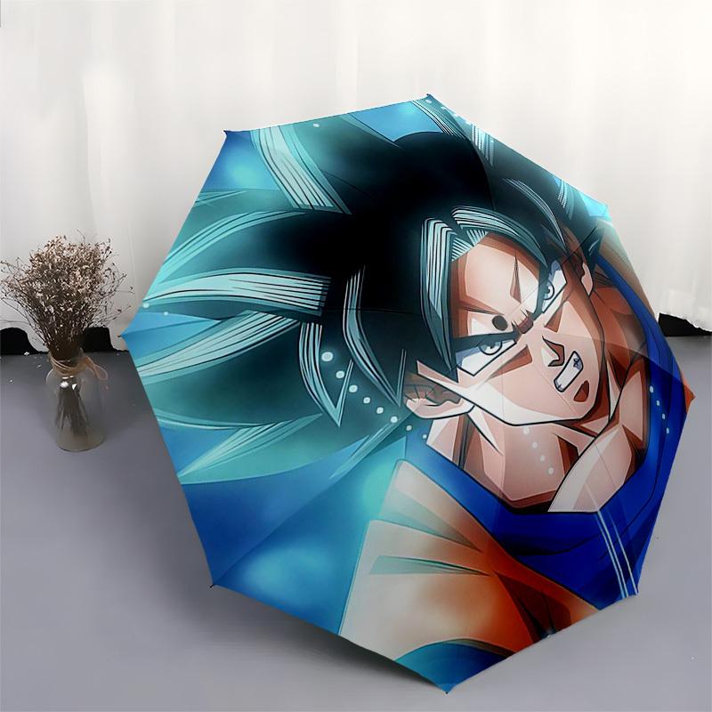 1pc Dragon Ball Z Goku Super Saiyan Blue Automatic Folding Umbrella, Portable 3-Fold Design, 8-Bone Iron Frame Outdoor Umbrella, Perfect Gift for Fans