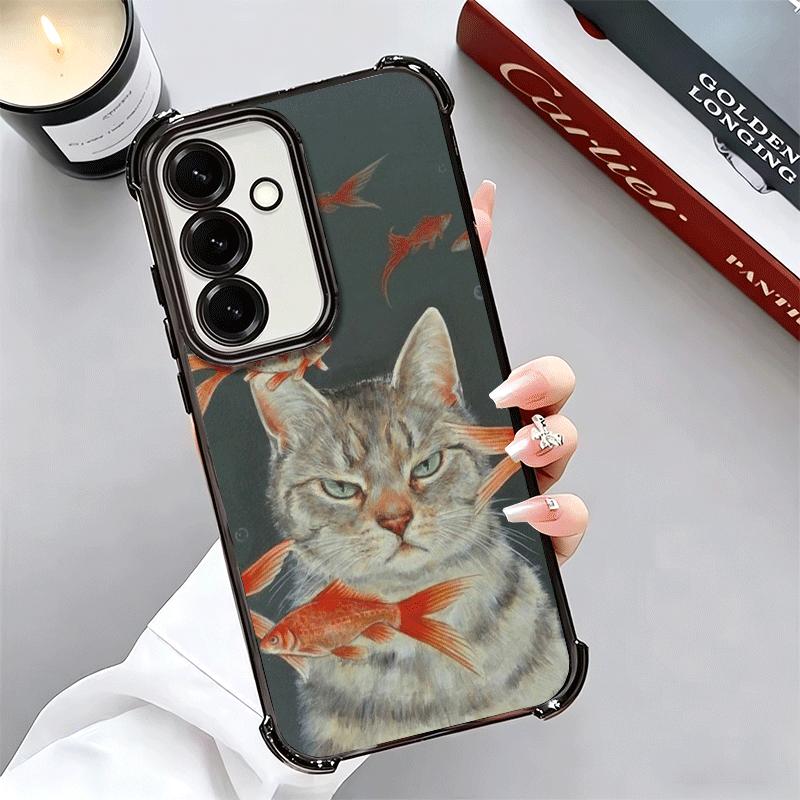 Funny Cats Fashion Style Plating Phone Case For Samsung A17 A07 A37 A57 A16 A56 A15 A55 A14 A54 A13 A53 A26 A36 A25 A35 A24 A34