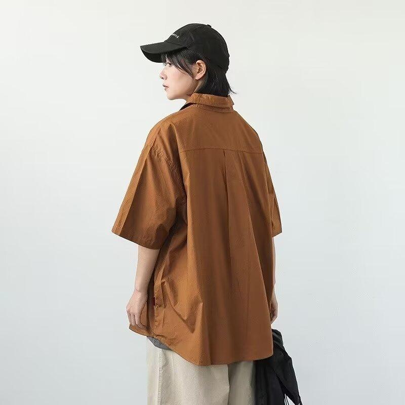 Suede Short Sleeved Shirt For Men In Summer, New American Retro Couple Half Sleeved Shirt, Loose And Trendy