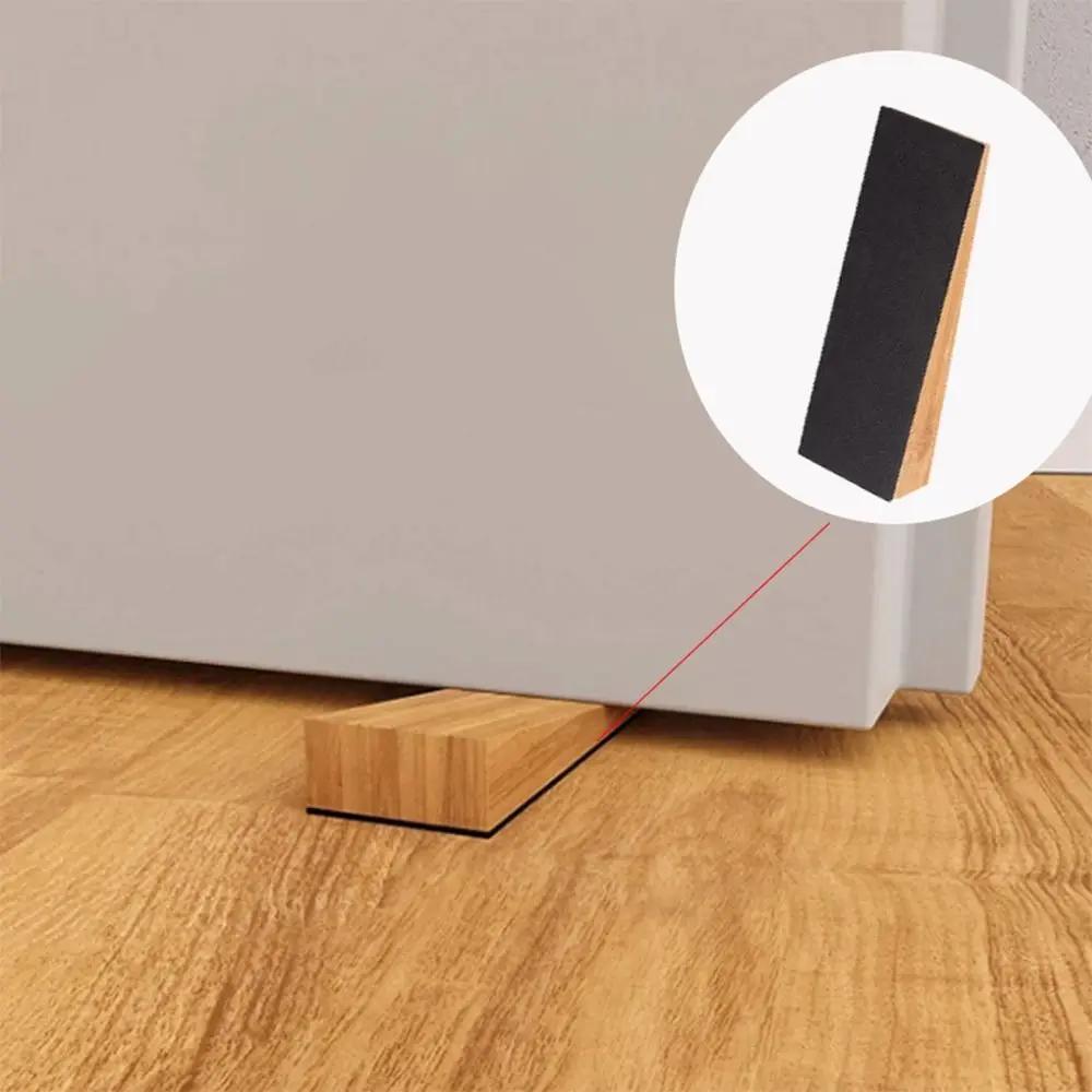Wood Wooden Door Stopper Wear-Resistant Slip-Resistant Anti-collision Stopper No punching Wall Floor Furniture Protection