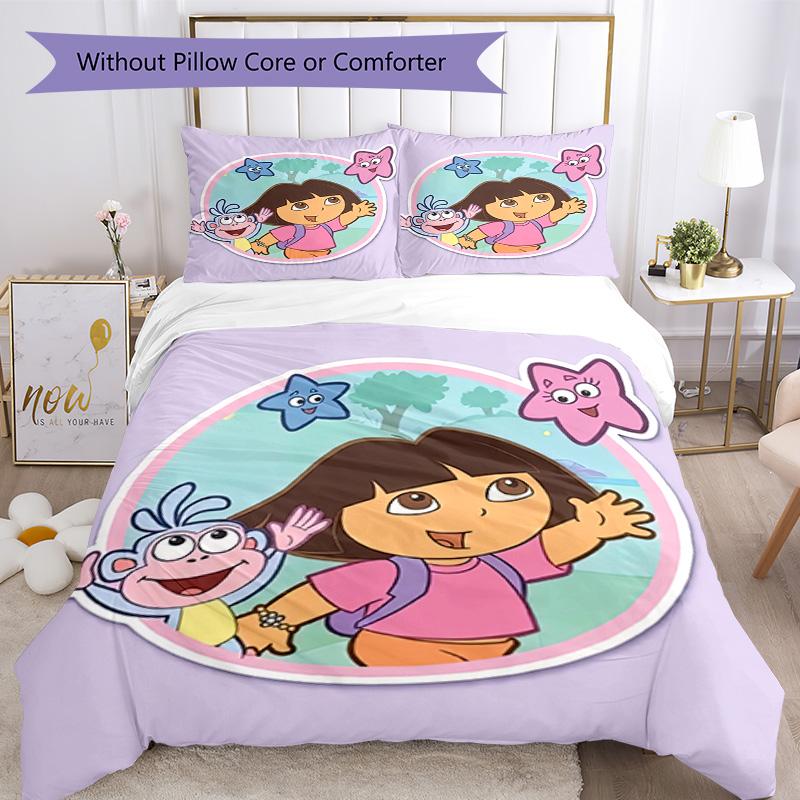 Set Biancheria da Letto Dora l'Esploratrice Copripiumino Traspirante con Federe Biancheria da Letto Decorativa per Camera da Letto Decorazione Casa Regalo di Compleanno