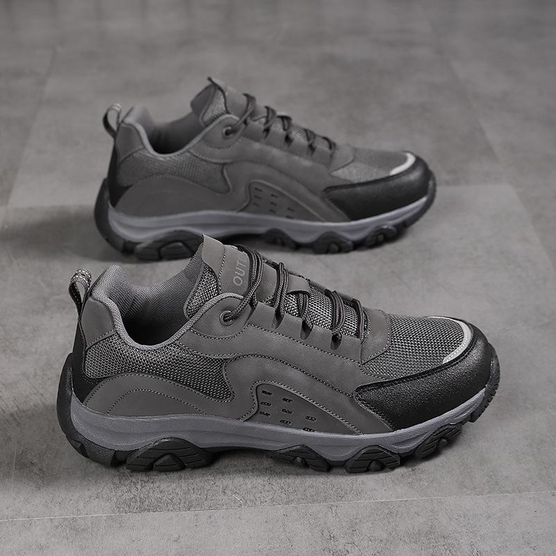 

Походная обувь большого размера, мужская обувь на все сезоны, уличная повседневная обувь для ходьбы, сетчатые кроссовки, дышащие и легкие 46 темно-серого