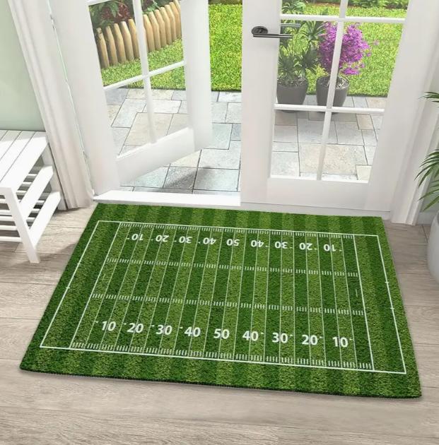 A Flannel Door Mat with A Football Field Pattern Rooms Front Doors Bedrooms Kitchens Corridors Laundry Rooms Interior Floor Ma