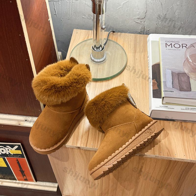 Children Snow Boots  Winter Warm Plush Toddler Boys Shoes Non-slip  Girls Thick Plush Short Boots Baby Cotton Shoes