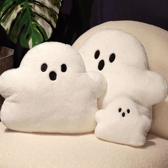 Geisterkissen, Plüsch, weiße Geisterpuppe, süße weiche Flanell-PP-Baumwollfüllung, Geisteranhänger, Halloween-Thema, Sofa-Rückenlehne
