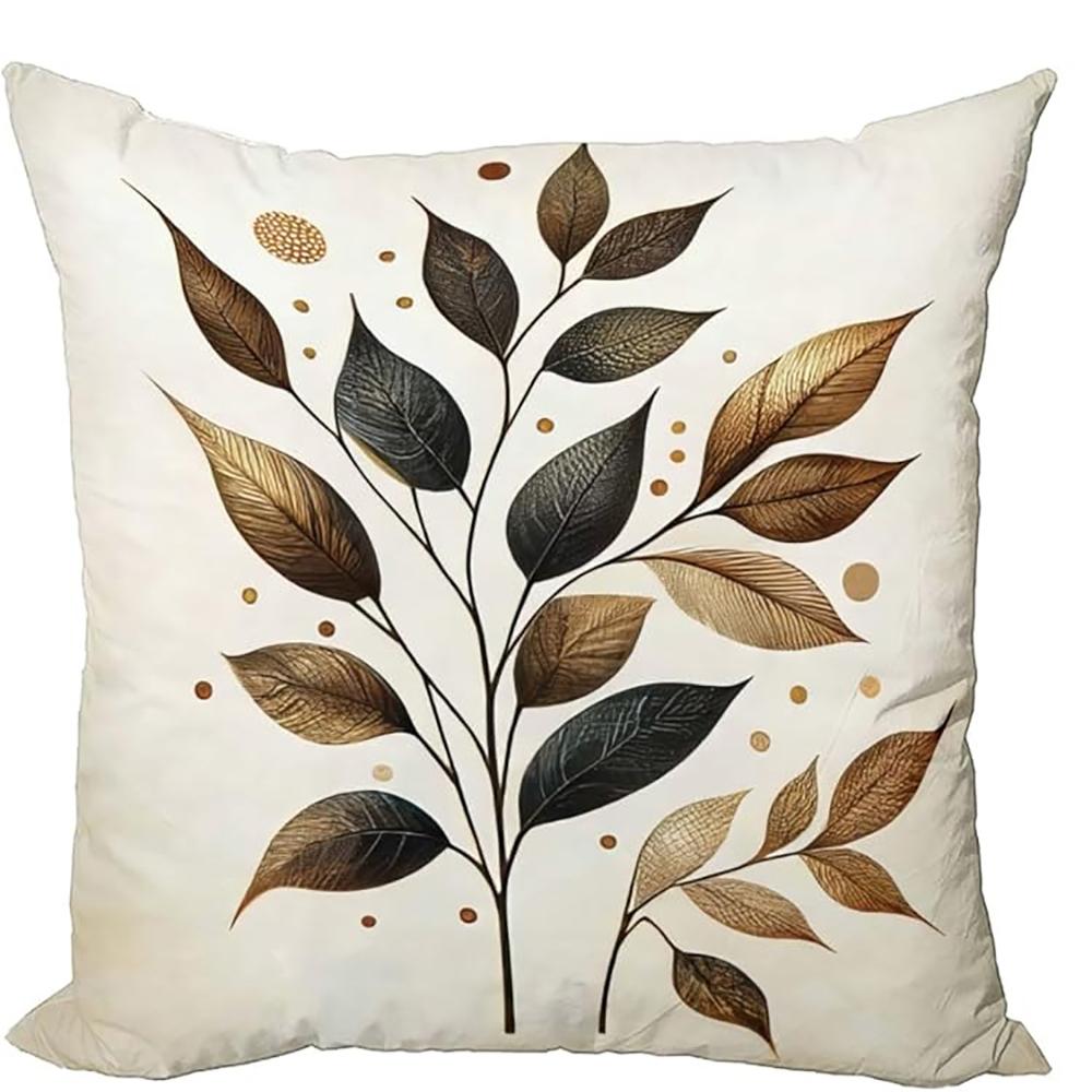 Golden - Brown Leaf Shadows, Autumn - Themed PillowcasesBedroom Sofa Decorative Cushion Cover with Zipper Pillowcase