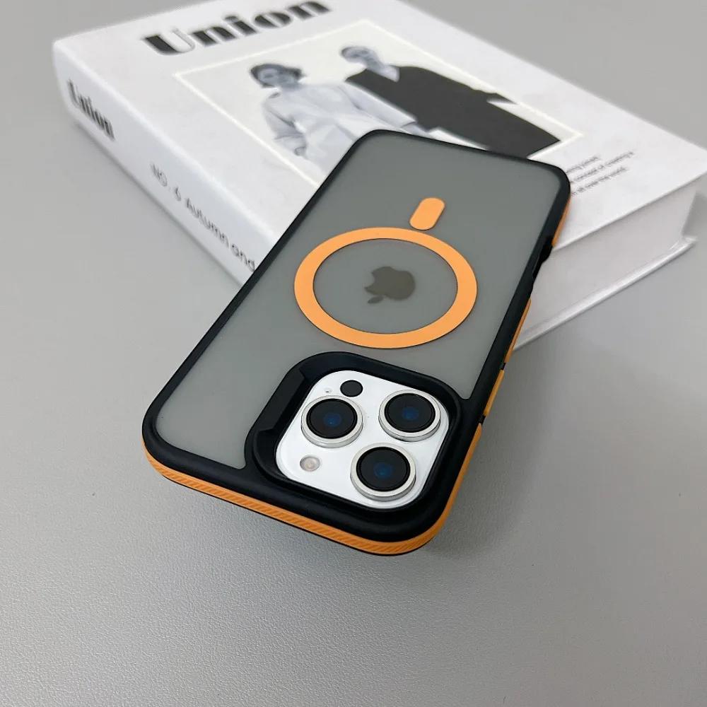 Luxus Magnetische Farbe Matt Durchscheinende Panzer Stoßfeste Hülle Für iPhone 11 12 13 14 15 16 ProMax Magsafe Kabellose Ladeabdeckung