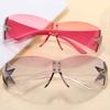 Superhot Eyewear 28761 Fashion 2023 Sun Glasses Oversized Rimless Shield Y2K Star Sunglasses