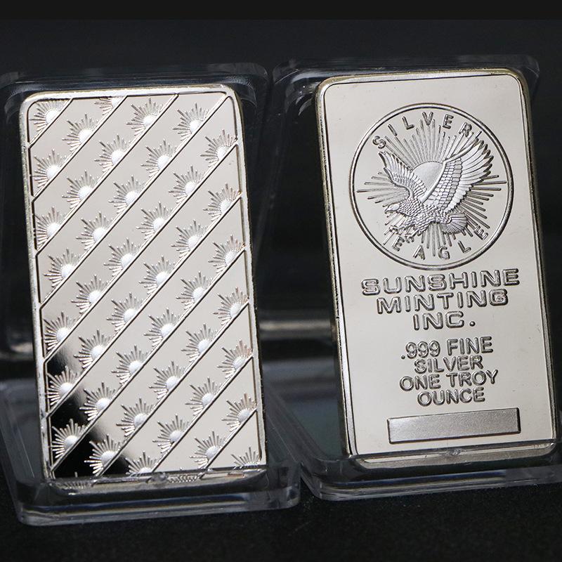 

American eagle block, silver plated strip, 1 ounce, foreign trade commemorative coin, square silver block, coin срібний