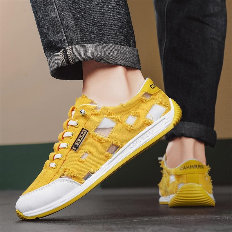 Yellow Canvas Shoes Men's Casual Flat Sneakers Summer Breathable Fashion Sneakers Men Trendy Espadrilles Comfort Sport Shoes Man