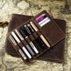 Genuine Leather Zipper Pen Bag A5 Portfolio Large-Capacity With Pen Pouch And Card Holder Retro Stationery Bag For School And Office