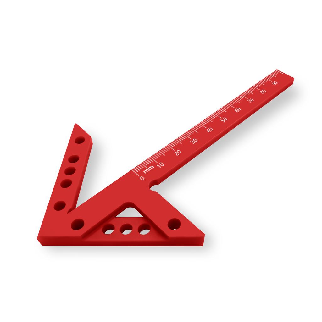 Woodworking Plastic Center Positioning Ruler – Features 45/90 Degree Angle Markings, a Red Square Marking Tool for Measurements