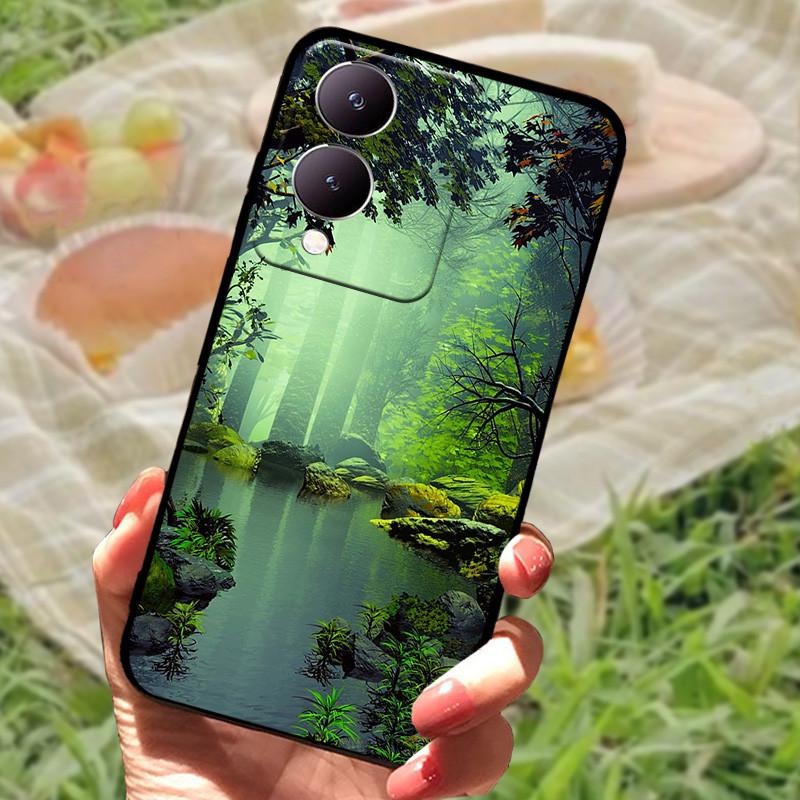 Für Vivo Y17s Hülle Mode Cartoon Schwarz Silikon Weiche Rückseite Hülle Für Vivo Y17s Handyhülle Cover 6,56" Y 17 s Funda Coque