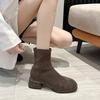 Suede Women Snow Ankle Boots Mid Heels Winter Shoes Chunky Designer Classic Chelsea Boots 2024 New Trend Gladiator
