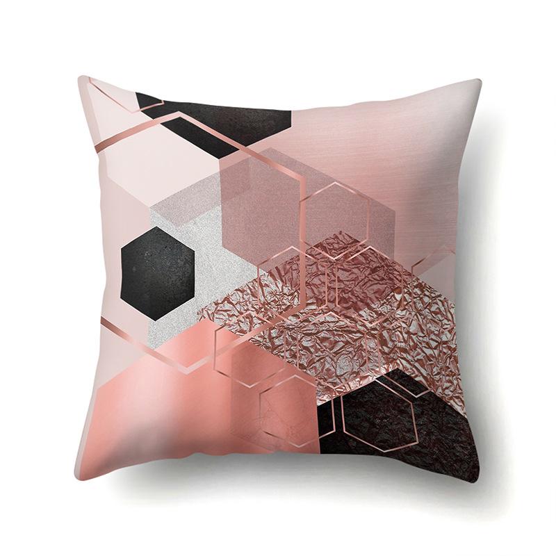 Polyester Pillowcase Marble Nordic Ins Style Geometric Printed Peach Leather Velvet Living Room Sofa Pillowcase