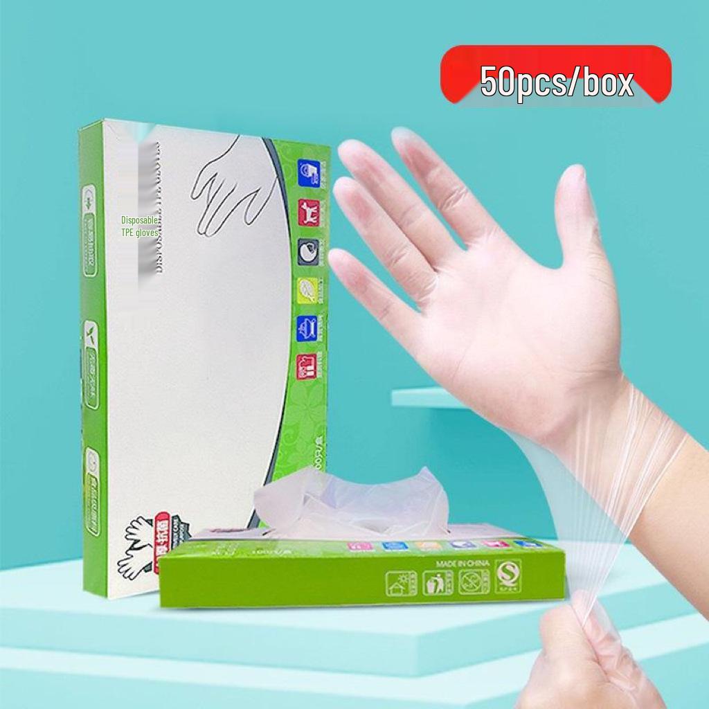 TPE Micro-Elastic Durable Disposable Gloves: Thickened, Food Grade, Waterproof for Industrial, Kitchen, Household, and Hairdressing Use.