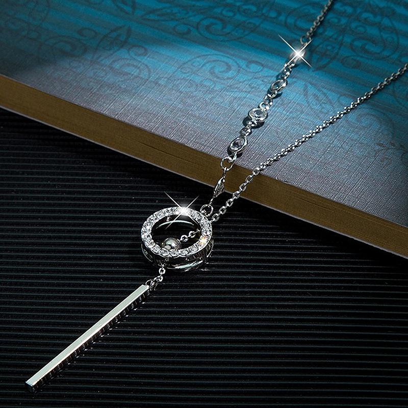 Women s Autumn and Winter Fashionable Long and Versatile Simple Necklace платиновый