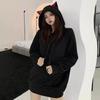 Autumn & Winter Velvet Cat Ear Hooded Sweatshirt - Korean Campus Style
