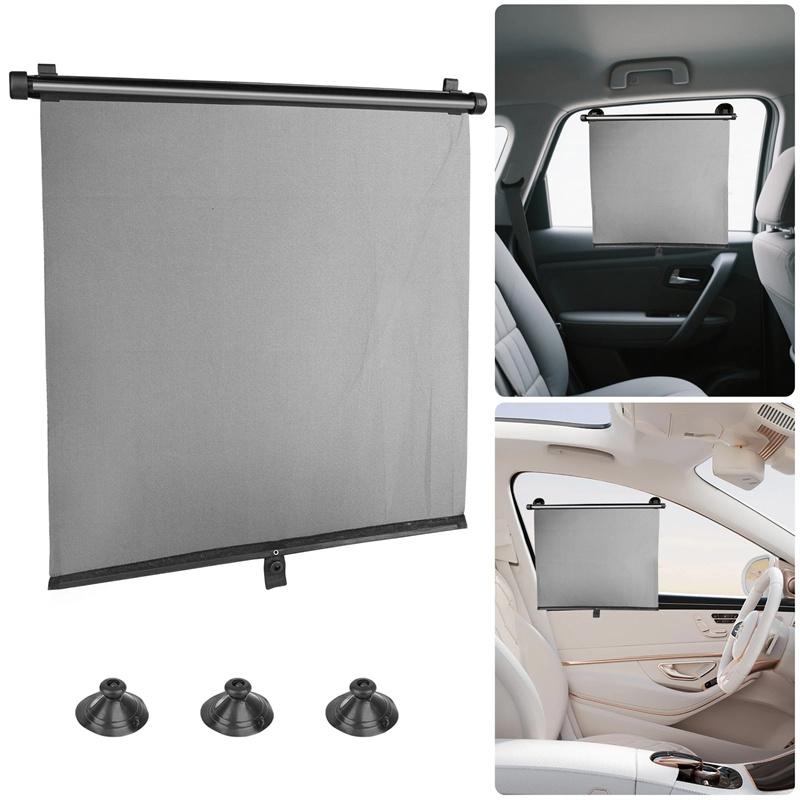 Universal Car Retractable Sunshade Curtain Sunshade With Suction Cup Heat-Insulating Side Window Curtains Car Curtains Parts чёрный