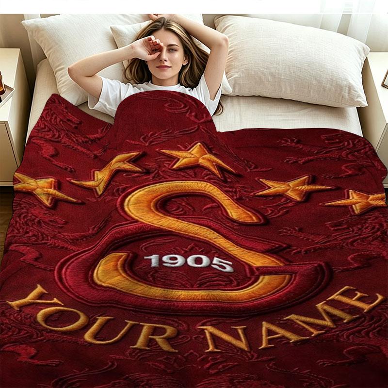 1PC Galatasaray S Custom Name Patterned Flannel Blanket Suitable For All Seasons for Home Decor Warmth and Comfort Gifts Holiday Present