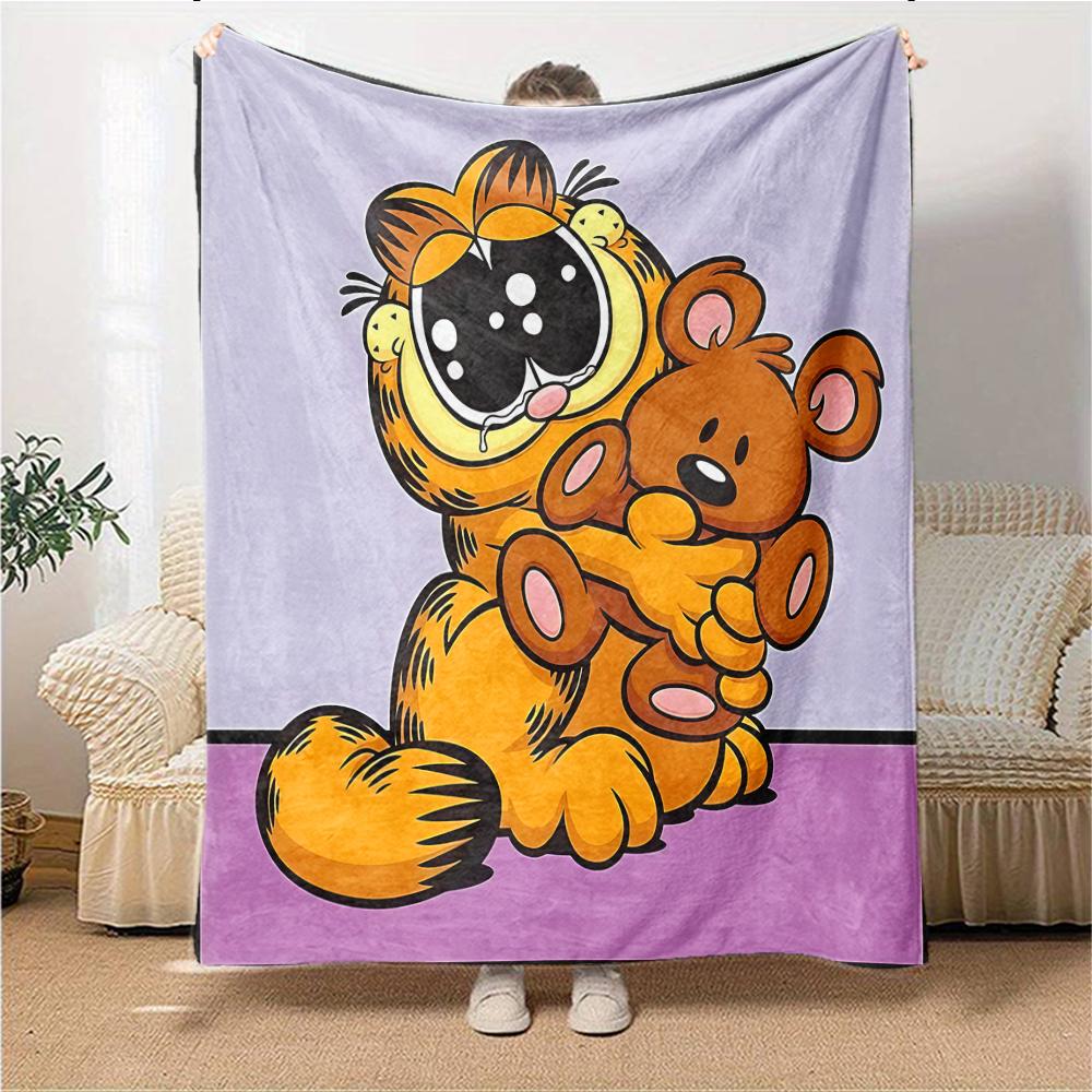 1Pc Garfield'S Hug Adventure Blanket For Couch Bed Plush Cozy Fuzzy Blanket Super Soft Warm Blankets For Fall And Winter 091873