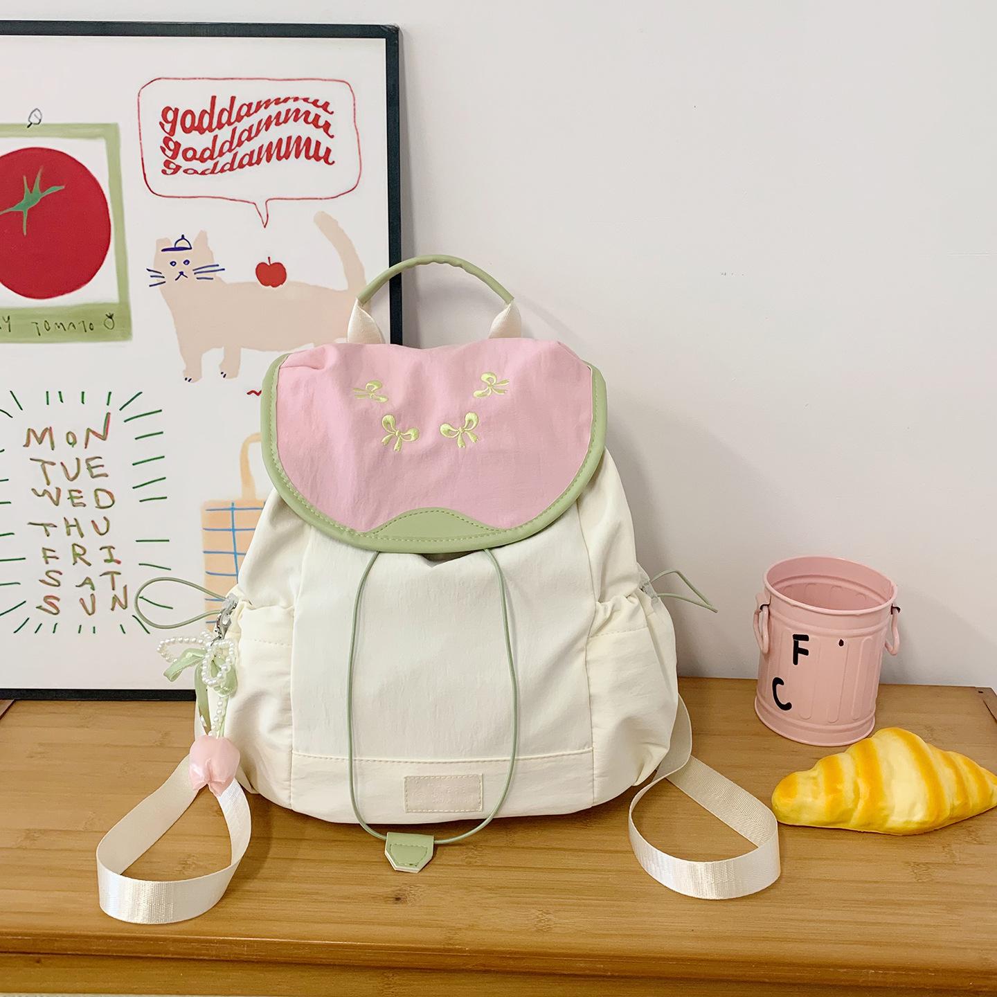 

Summer dopamine contrasting color mini backpack women s new college guava cute small schoolbag women s backpack single bag белый