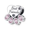 Bracciale Everlove in Argento Sterling s925 con Smalto Colorato a Forma di Zampa con Perline di Gatto e Cane
