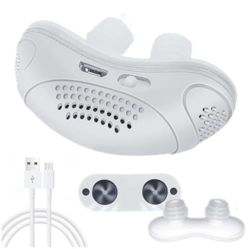 Anti-Snoring Device, Electric Nose Clip, 2-in-1 Anti-Snoring Device with Nasal Mask and Nose Plug, Improves Air Circulation During Sleep, Prevents Sle