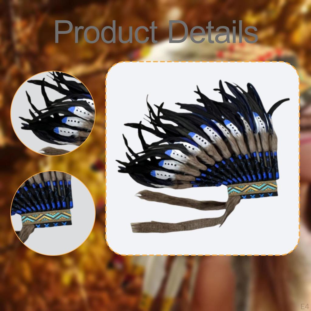 Cocar de Penas Artificiais de Nativo Americano para Fantasias Multiuso