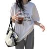 Women's Plus Size Short Sleeve Print T-Shirt - Slimming, Loose Fit, Age-Reducing Summer Top in White.
